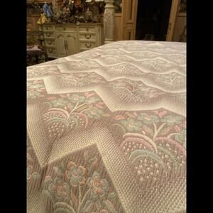 👸🏼💰RJ King Coverlet Textured Beige Pink Blue  Made in Portugal
